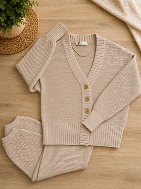 Free People Beige Knit Button-Front Cardigan